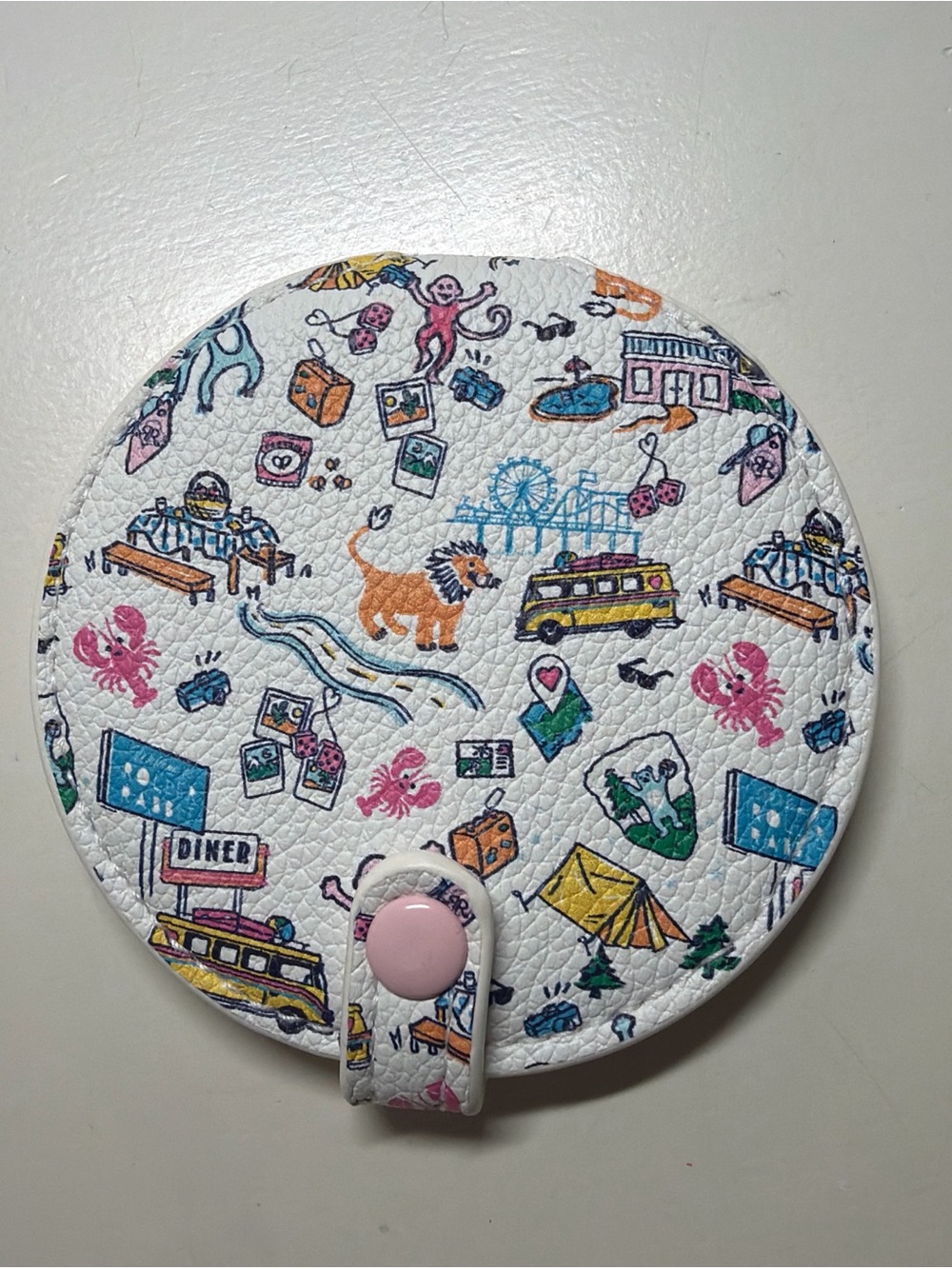Roller Rabbit White Multi-Color Round compact mirror, New
